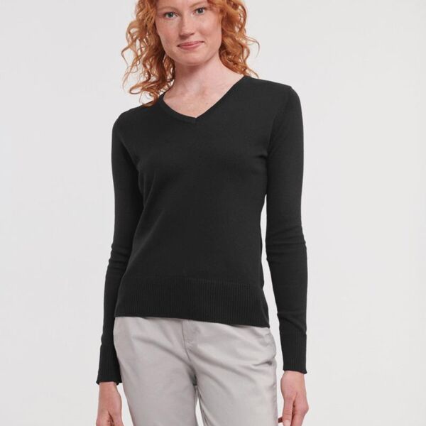 LADIES V-NECK KNITTED PULLOVER Thumbnail